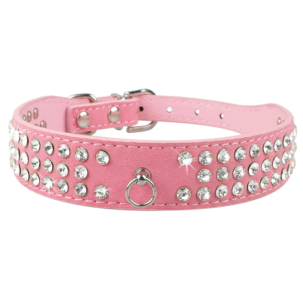 Rhinestone Bling Leather Pet Collar