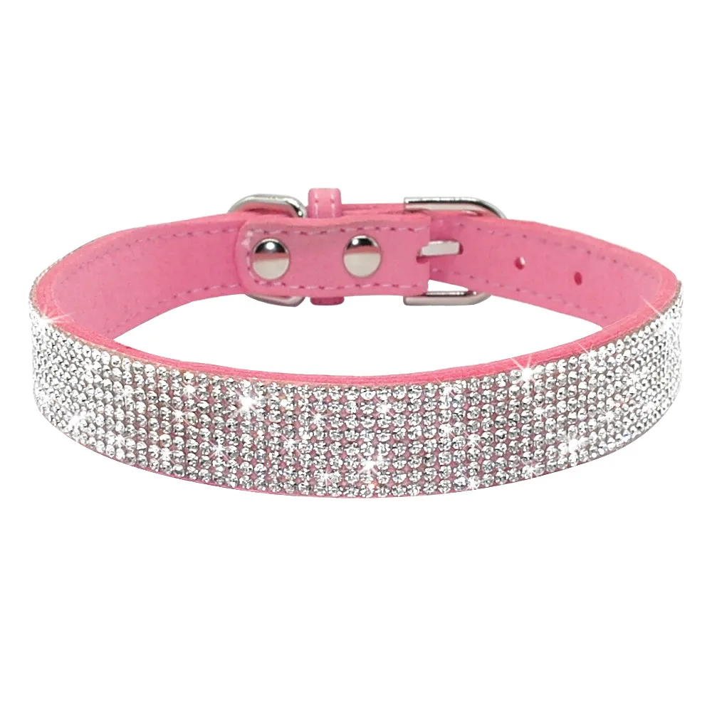 Rhinestone Bling Leather Pet Collar