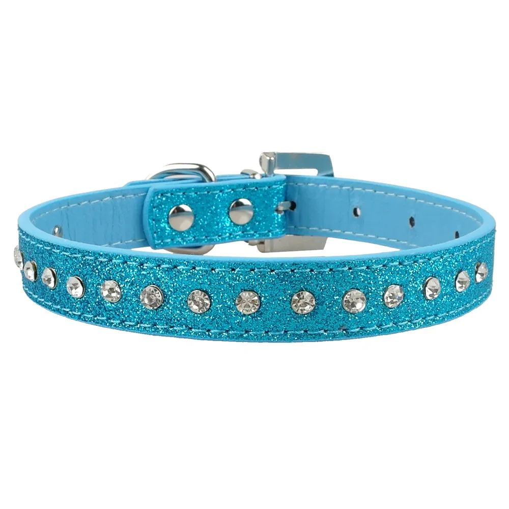 Rhinestone Bling Leather Pet Collar