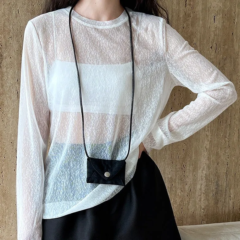 See-through Summer Outer Wear Lightweight Sunscreen Mesh Tops for Women