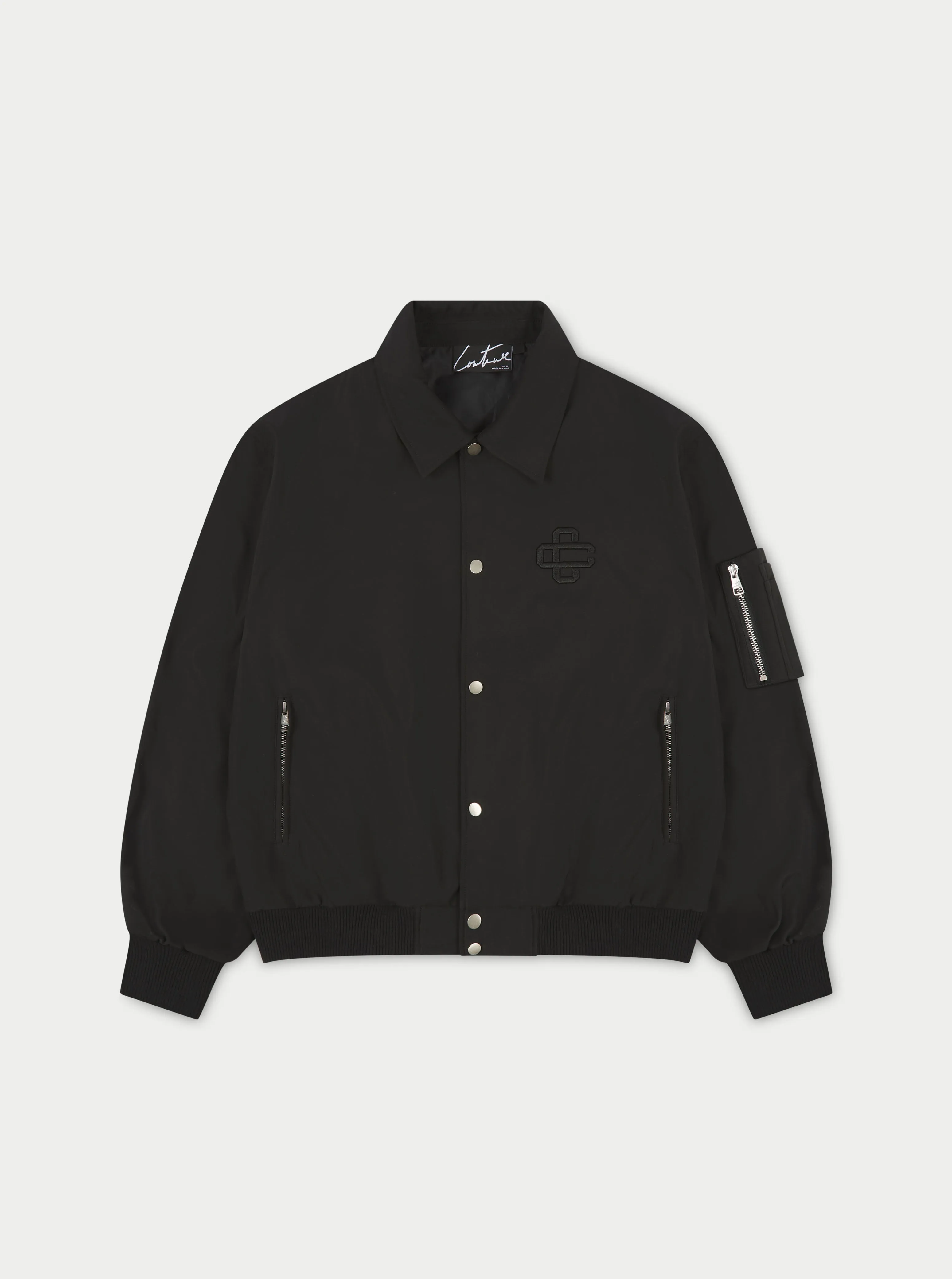 SMART NYLON BOMBER JACKET - BLACK