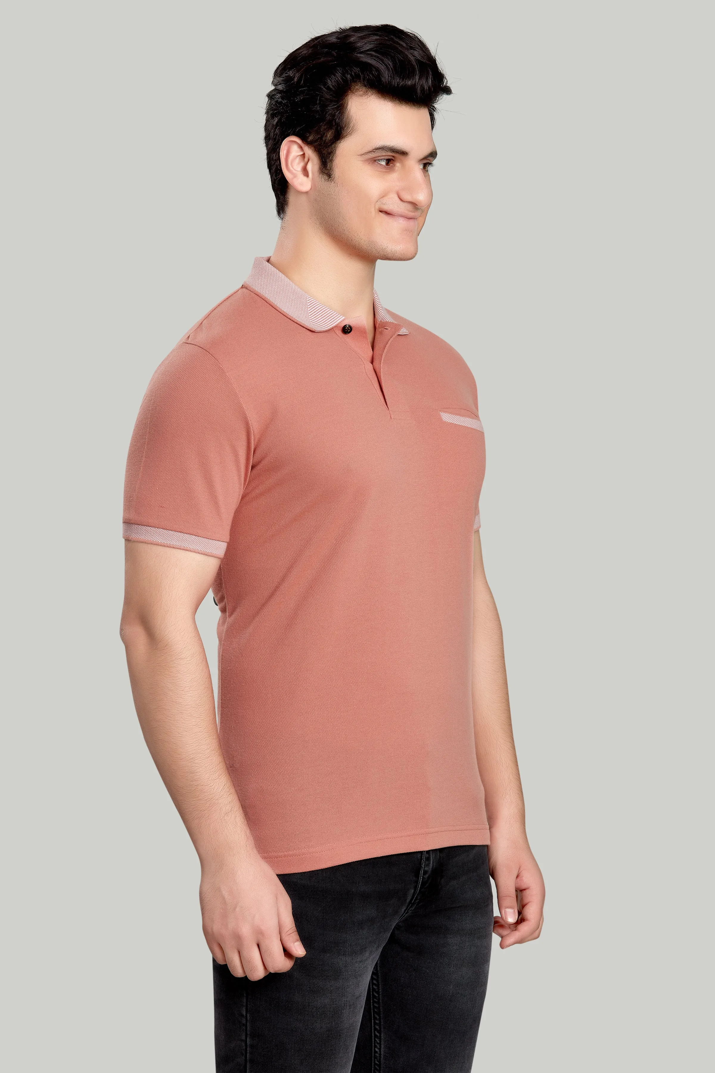 Solid Polo With Jacquard Collar