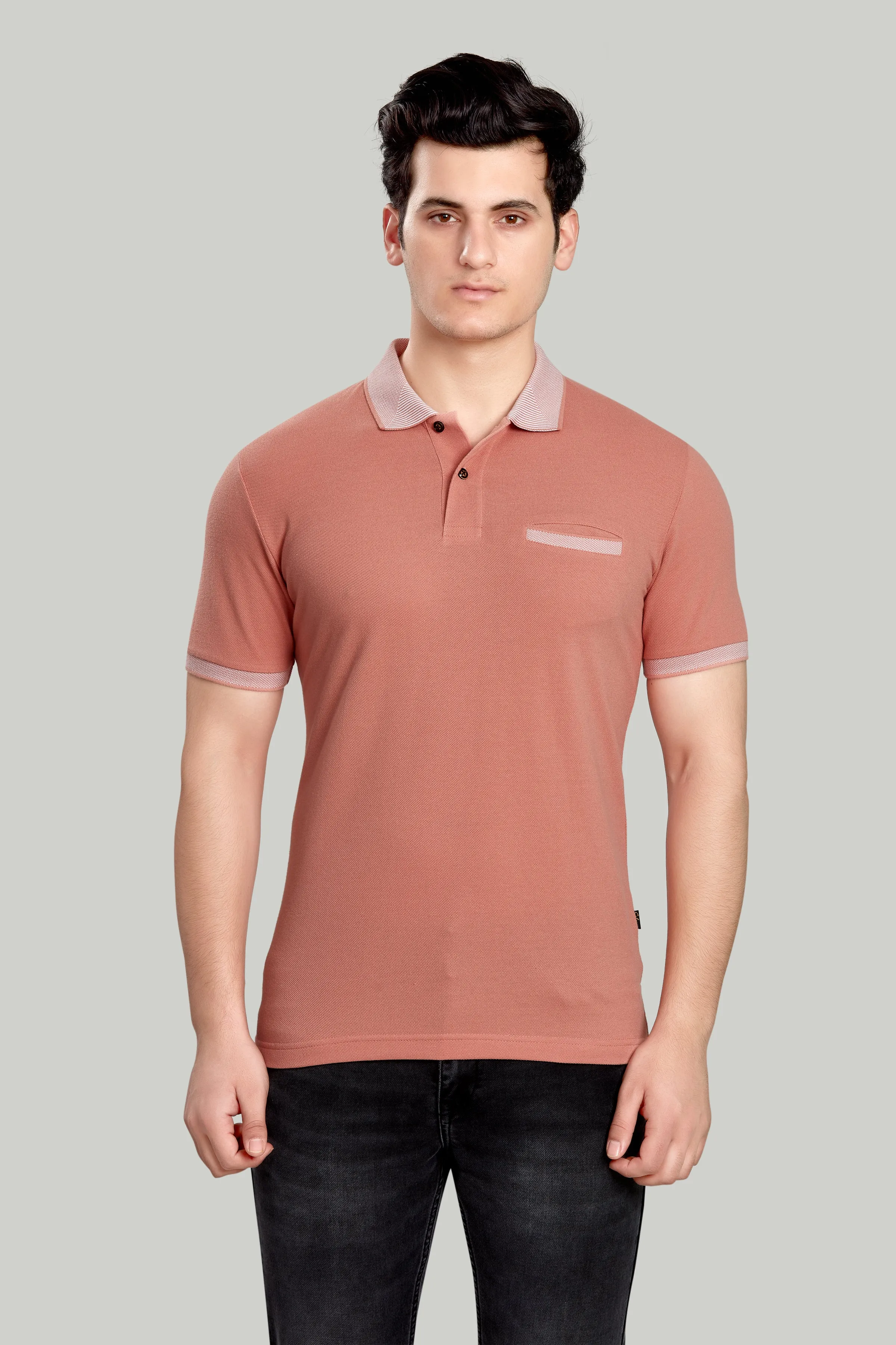 Solid Polo With Jacquard Collar