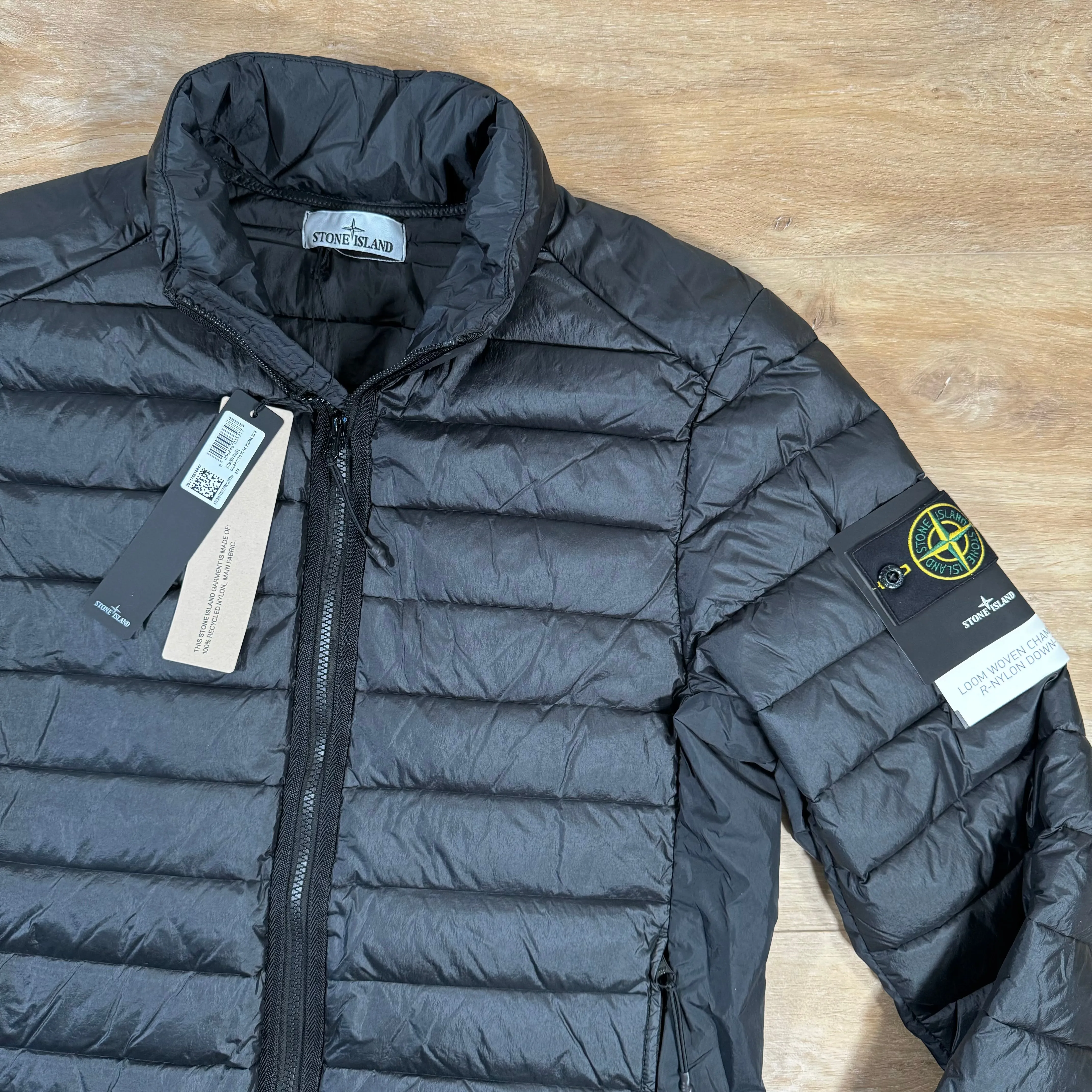 Stone Island Loom Woven Chambers Nylon Down-TC Jacket in Black