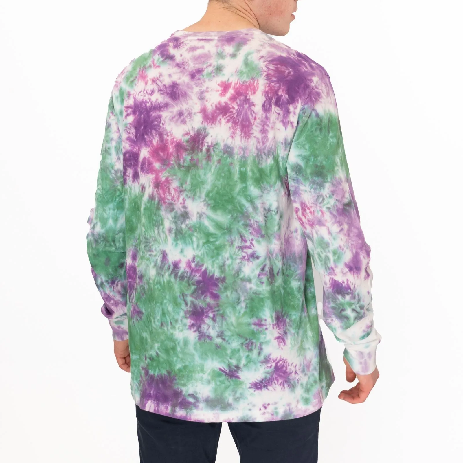 True Religion Men Tie Dye Green Purple Long Sleeve Tops