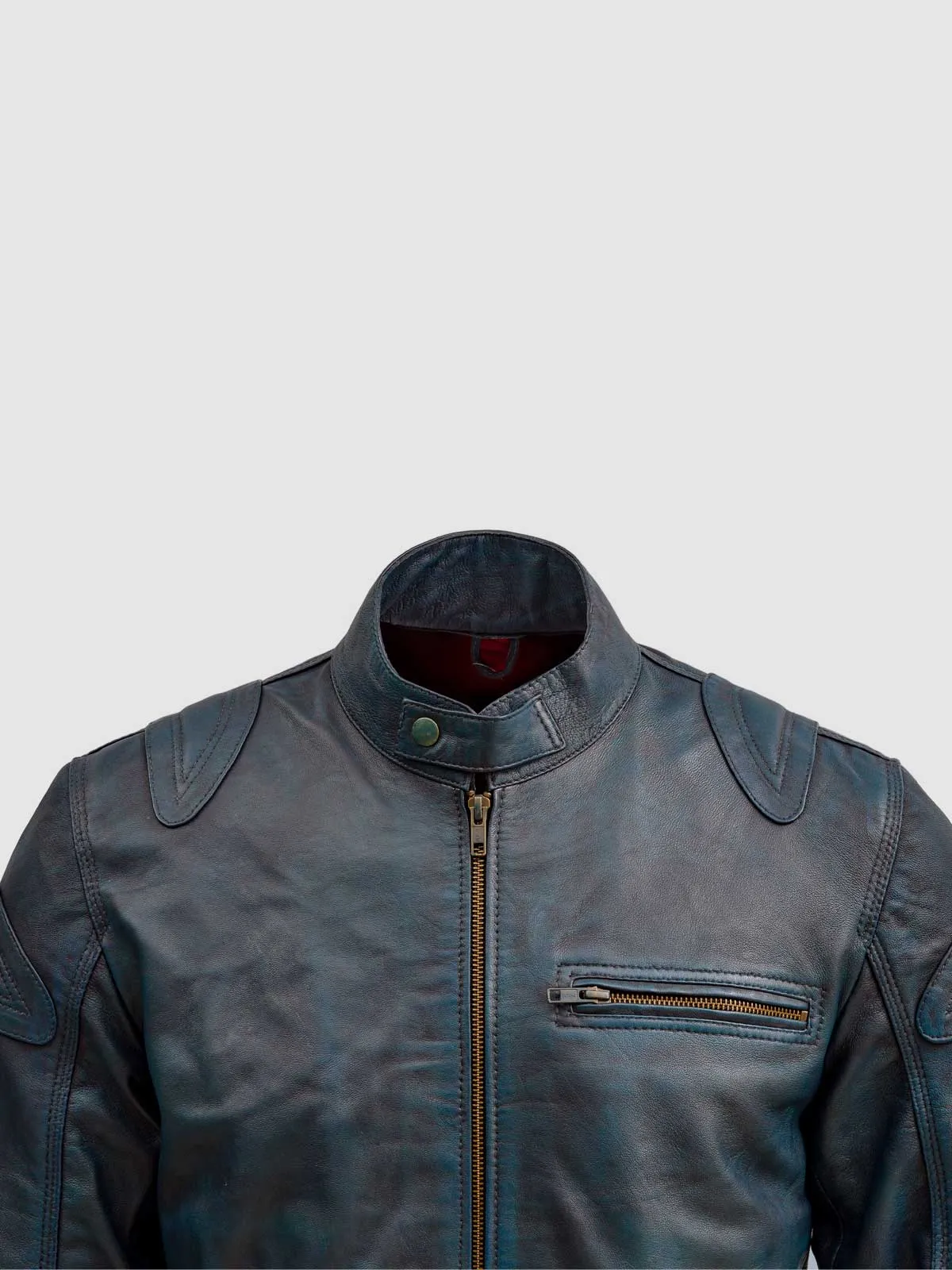 Waxed Blue Leather Jacket