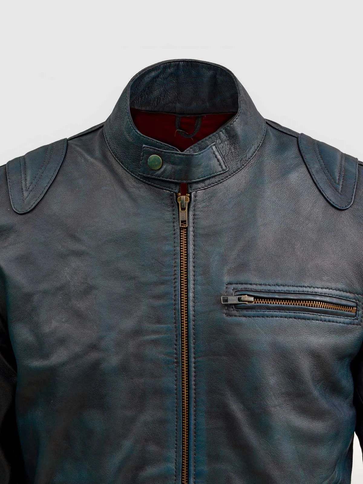 Waxed Blue Leather Jacket