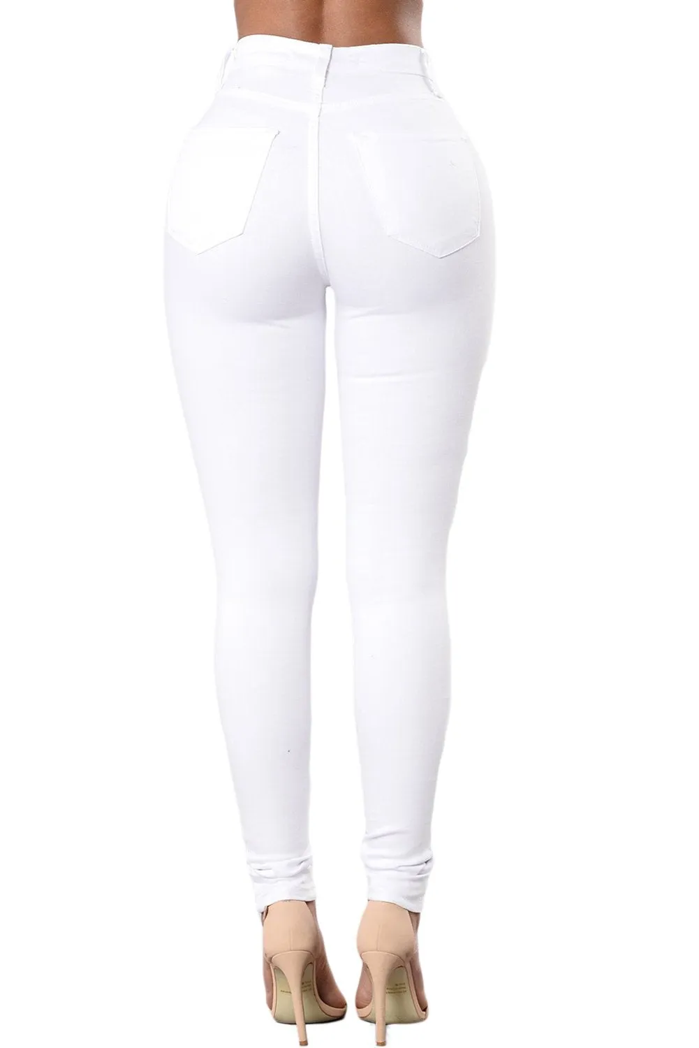 White Trendy Slit Knee Denim Pants