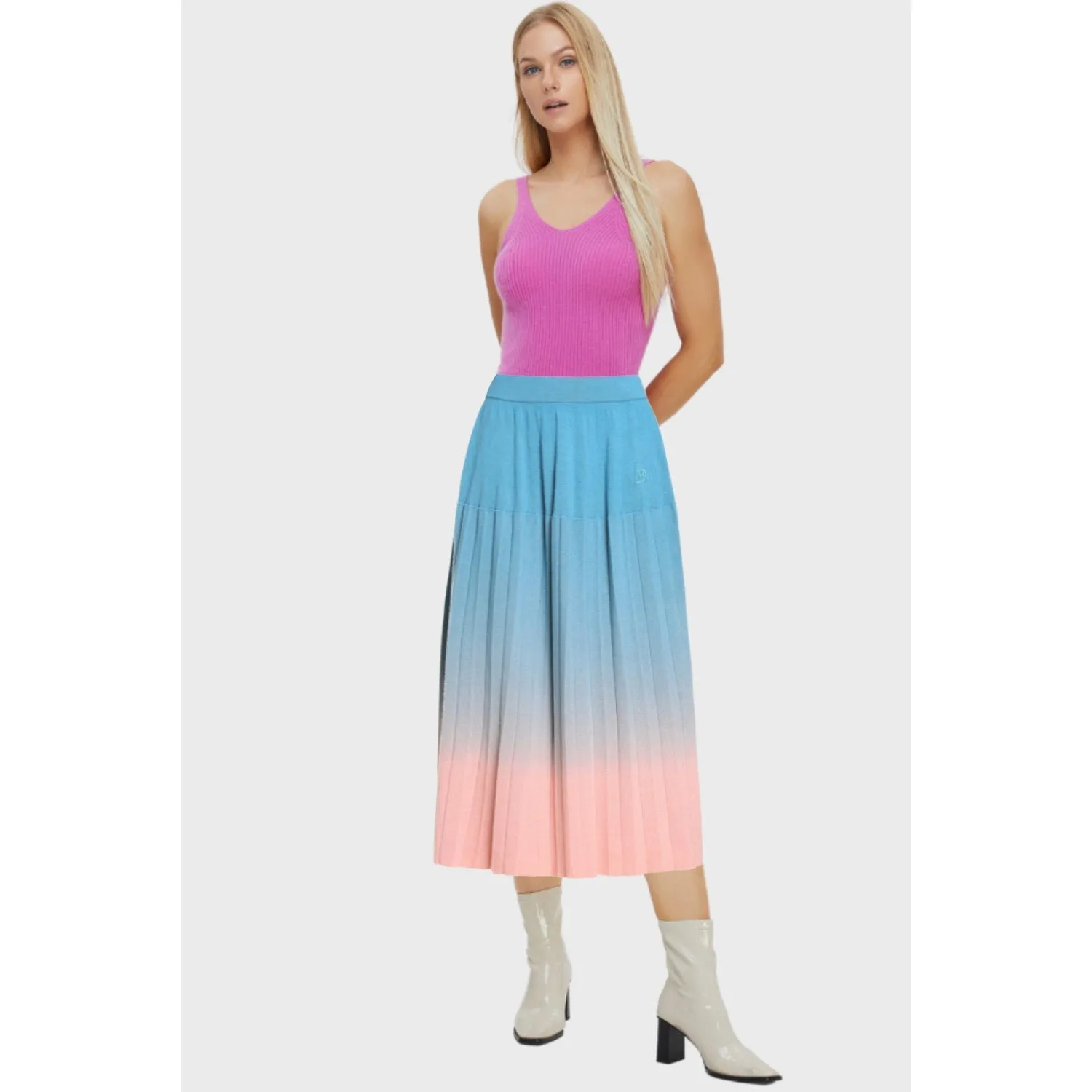 Women's Merino Gradient Pleated Skirt