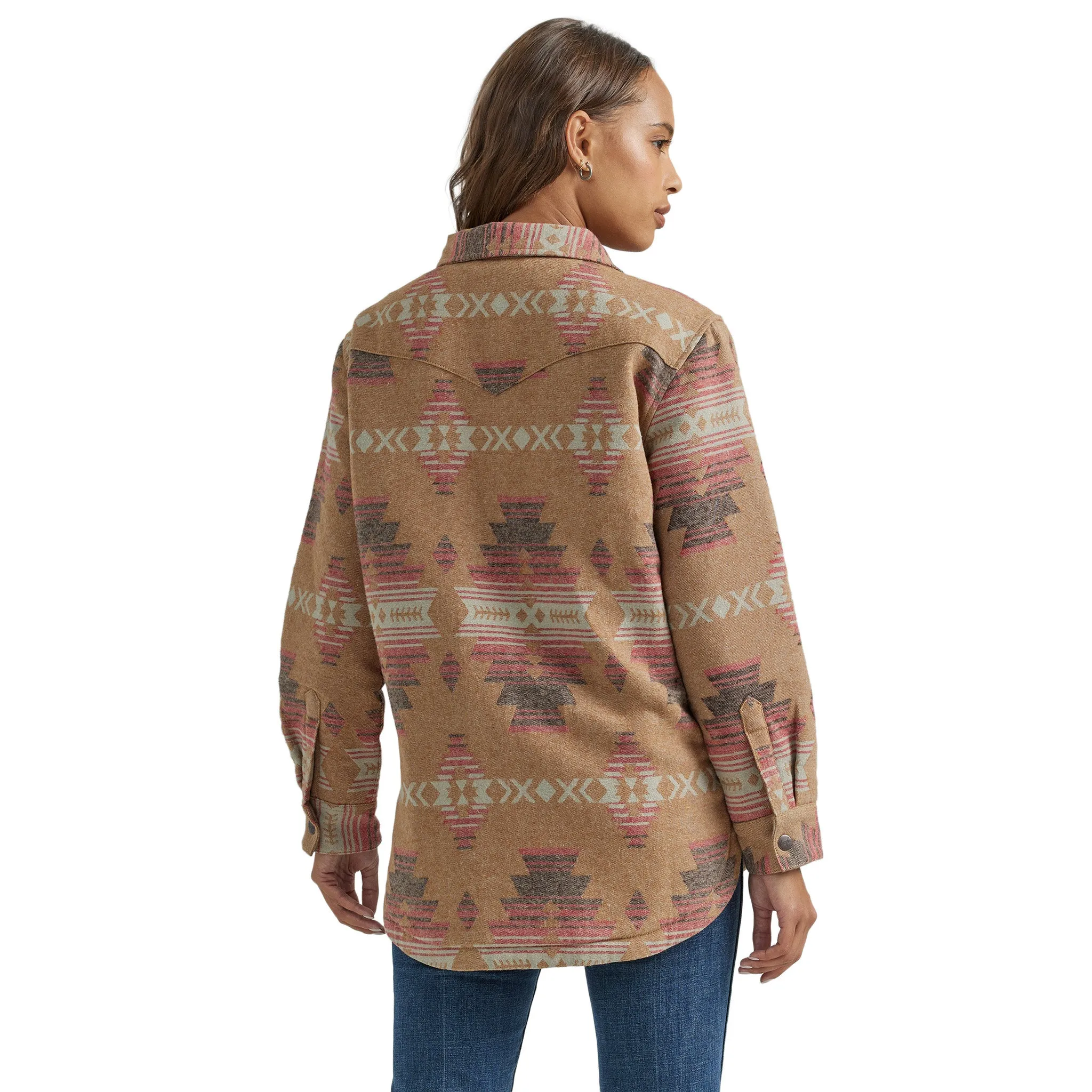 Wrangler Women's Brown Pink Aztec Shacket